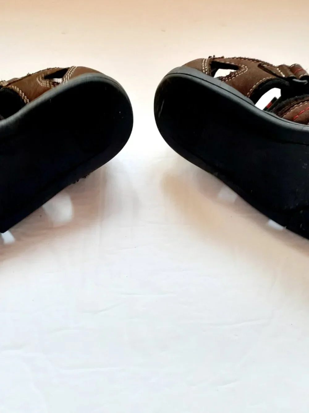 Jumping Jacks Boys Sandals Leather Brown Closed Toe Fisherman 7
